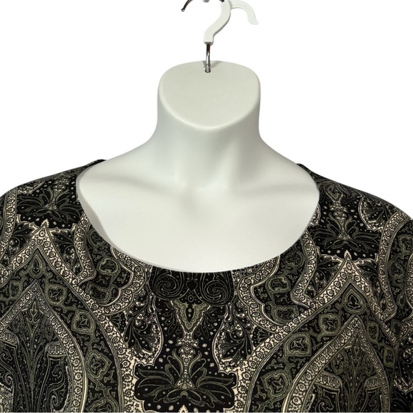 NEW, Laura, Paisley Print Top, Plus Size XXL, Black, Green & Beige - Picture 3 of 8